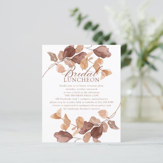 BUDGET Herbstlaub Brautparty Mittagessen Einladung (Stehend Vorderseite)