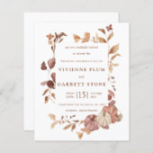 BUDGET-Herbstlaub Pumpkins Hochzeitseinladung (Vorne/Hinten)
