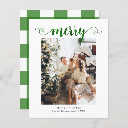 BUDGET Herz Grün Merry Script Foto Weihnachten (Vorne/Hinten)