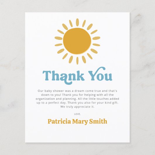 Budget Hier kommt der Sohn Baby Dusche danke Ihnen (Vorderseite)