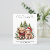 Budget Highland Cow 2025 Kalender Weihnachtskarte (Stehend Vorderseite)