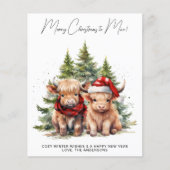 Budget Highland Cow 2025 Kalender Weihnachtskarte (Vorderseite)