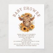 Budget Highland Cow Sunflowers Baby Dusche (Vorderseite)