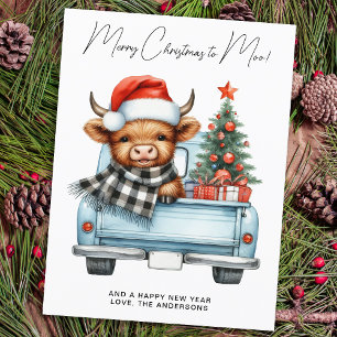 Budget Highland Kuh Vintage LKW Weihnachtskarte