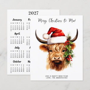 Budget Highland-Rind 2027 Kalender Frohe Weihnacht