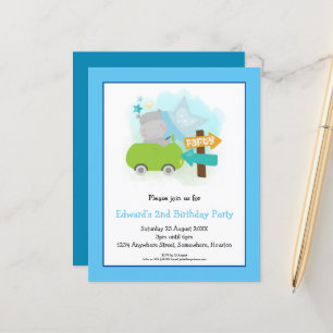 Budget Hippo 2. Geburtstagsfeier Party Einladung