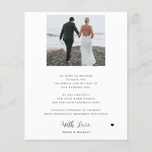 Budget Hochzeit 2 Foto minimalistisch danke Flyer (Hinten)