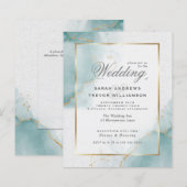 Budget Hochzeit Aquamarin Gold Abstrakt Marbled In (Vorne/Hinten)