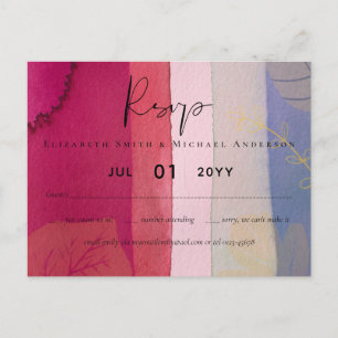 BUDGET Hochzeit Berry Red Lila Watercolor Postkarte