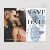 Budget Hochzeit Blau Foto Save-the-Date (Vorderseite)