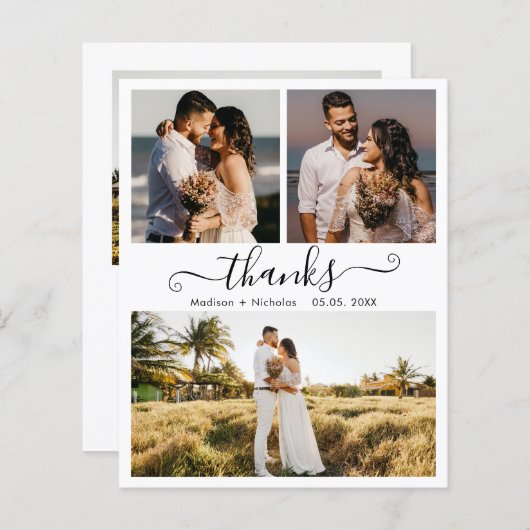Budget Hochzeit dank Script Foto Collage Card (Vorne/Hinten)