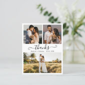 Budget Hochzeit dank Script Foto Collage Card (Stehend Vorderseite)