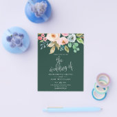 Budget Hochzeit Einladung floralen Grünen Smarald Flyer (Einzeln)