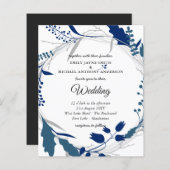 Budget Hochzeit Einladung Winter Blue White (Vorne/Hinten)