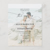 Budget-Hochzeit Elegantes Skript 2 Foto QR-Code Flyer (Vorne)