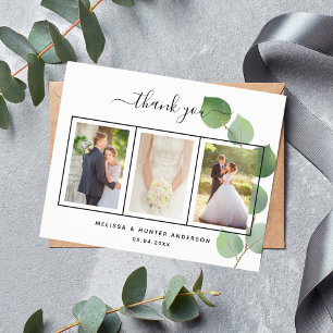 Budget Hochzeit Eukalyptus Foto danke Karte