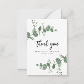 Budget Hochzeit Eukalyptus grün Details danke Mitteilungskarte (Vorderseite)