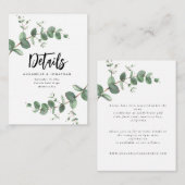 Budget Hochzeit Eukalyptus Grün Details Karte (Vorne/Hinten)