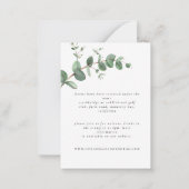 Budget Hochzeit Eukalyptus Grün Details Karte (Rückseite)