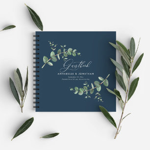 Budget Hochzeit eukalyptus rustikal blauen Gästebu Notizblock