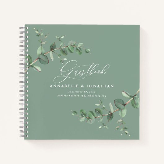 Budget Hochzeit eukalyptus rustikale einfache Gäst Notizblock (Vorderseite)