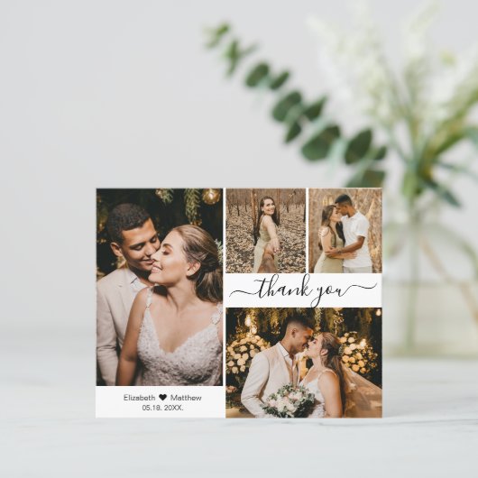 Budget Hochzeit Foto Collage Vielen Dank Script Ca (Stehend Vorderseite)