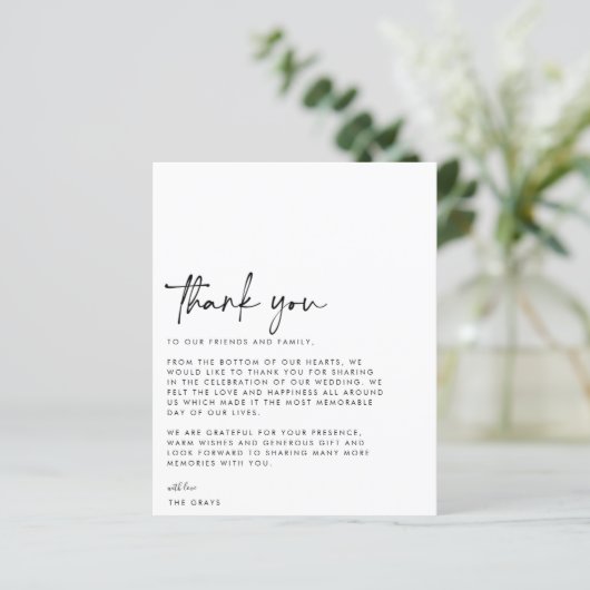 BUDGET Hochzeit Foto Danke Karte (Stehend Vorderseite)