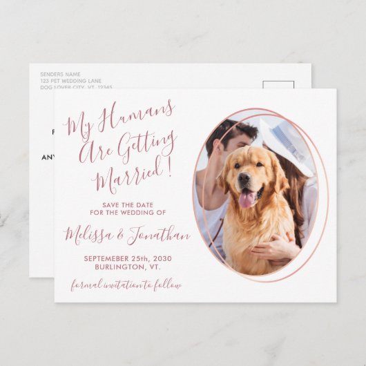 Budget Hochzeit Foto Rose Gold Save the Date Postkarte (Vorne/Hinten)