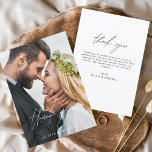 Budget Hochzeit Handgeschriebenes Dankeschön Foto Flyer<br><div class="desc">Budget Hochzeit Handgeschriebene Dankeschön Karten,  die ein Foto auf der Vorder- und Rückseite haben. Die Dankeschön-Karten enthalten eine moderne,  weiße und schwarze handgeschriebene kursive Schriftzeichen-Typografie,  die elegant,  einfach und modern nach einem minimalistischen einfachen Hochzeitstag-Fest zu verwenden sind.</div>