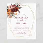 Budget Hochzeit im Herbst Burnt Orange Floral Flyer (Vorne)