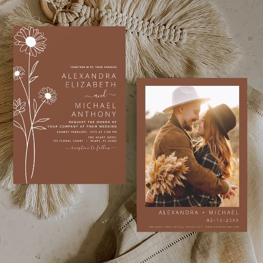 Budget Hochzeit Minimalistisch Terracotta Foto Flo Flyer