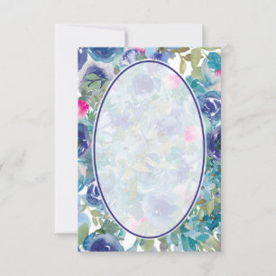 Budget-Hochzeit mit blauem floralem Hintergrund Einladung