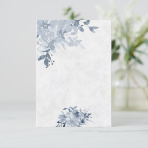 Budget-Hochzeit mit blauer Aquarell-Blumen  Einladung