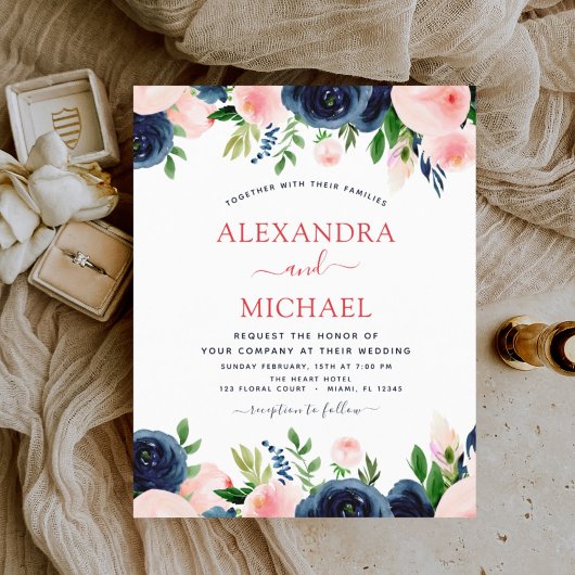 Budget Hochzeit Navy Blush Pink Blues