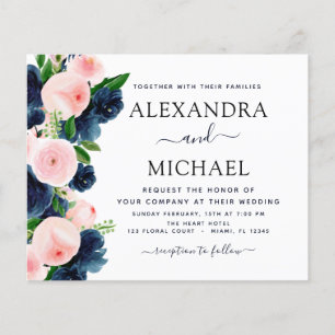 Budget Hochzeit Navy Blush Pink Blues Flyer