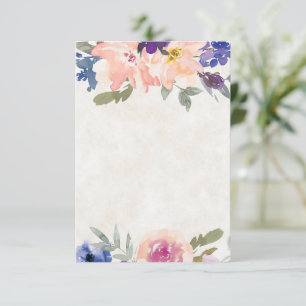 Budget-Hochzeit Orange und blaue Blumeneinladung  Einladung