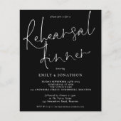 Budget Hochzeit Probe Abendessen Schwarz-weiß Einl (Vorderseite)