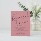 Budget Hochzeit Probe Dinner Dusty Rose Einladung (Stehend Vorderseite)