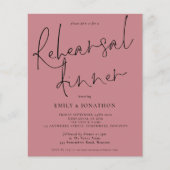 Budget Hochzeit Probe Dinner Dusty Rose Einladung (Vorderseite)