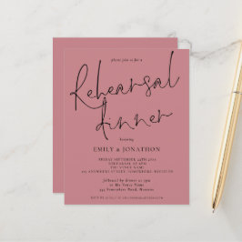 Budget Hochzeit Probe Dinner Dusty Rose Einladung
