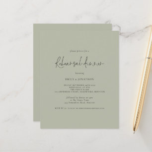Budget Hochzeit Probe Dinner Light Sage Einladung