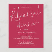 Budget Hochzeit Probe Dinner Magenta Einladung (Vorderseite)