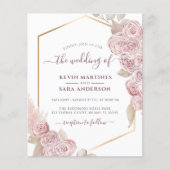 Budget Hochzeit Rosa Blütenrosa Blütengolden Einla (Vorderseite)