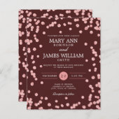 Budget Hochzeit Rose Gold Glitzer Burgundy Einladu (Vorne/Hinten)