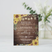 Budget Hochzeit rustikale Holz Sonnenblumen Leucht (Stehend Vorderseite)