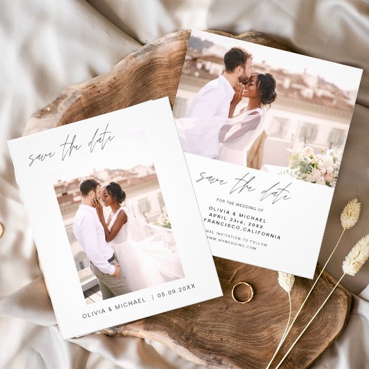 Budget Hochzeit Save the Date Foto Minimalistisch  Flyer