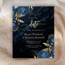 Budget Hochzeit Save-the-Date-Karte Navy Blau Gold