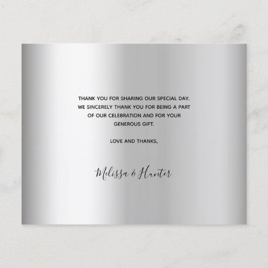 Budget Hochzeit silber Foto Skript danke Ihnen Kar (Rückseite)