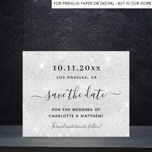 Budget Hochzeit Silber Glitzer Save the Date