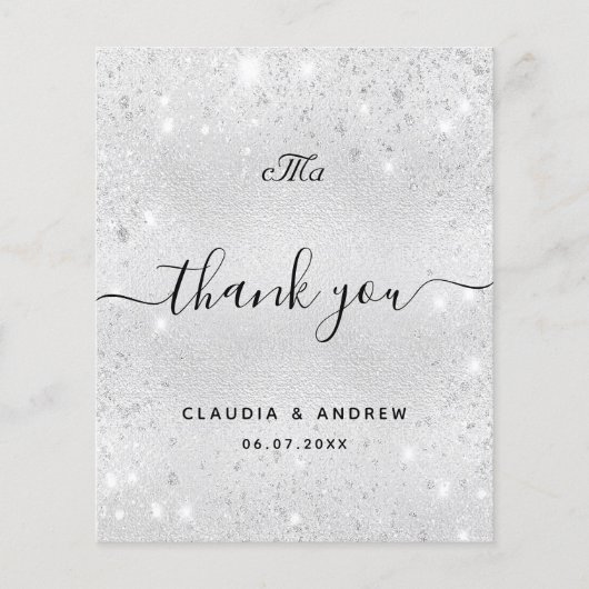 Budget Hochzeit silber Glitzer Staub danke (Vorderseite)